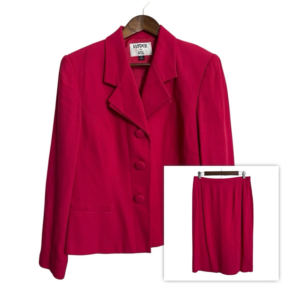 Kasper skirt suit blazer jacket set women's 12 pink wedding office work business